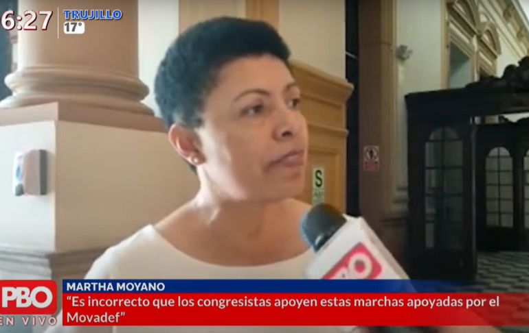 Martha Moyano: Es incorrecto que los congresistas apoyen estas marchas aprovechadas por el Movadef