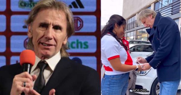 Ricardo Gareca firmó camiseta de Perú a una hincha peruana en Francia