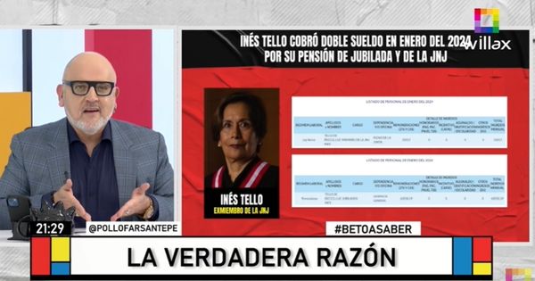 Portada: Inés Tello cobró doble sueldo en enero por jubilada y miembro de la JNJ: percibió S/97 mil