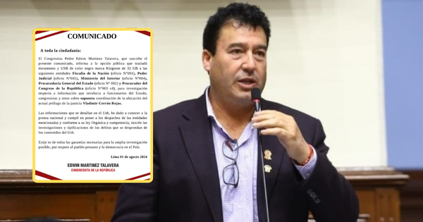 Edwin Martínez entregó USB con chats que involucrarían a congresistas protegiendo al prófugo Vladimir Cerrón