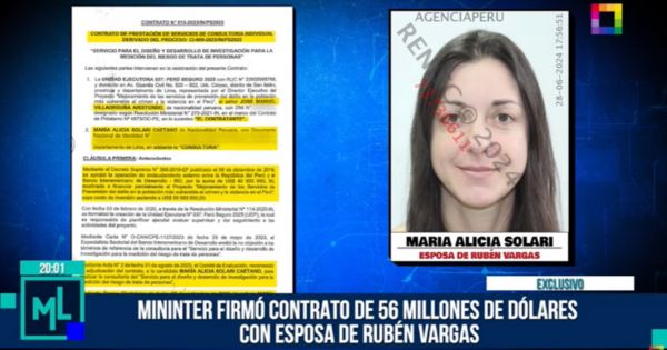 Rubén Vargas: Mininter firmó contrato de 56 millones de dólares con esposa del exministro