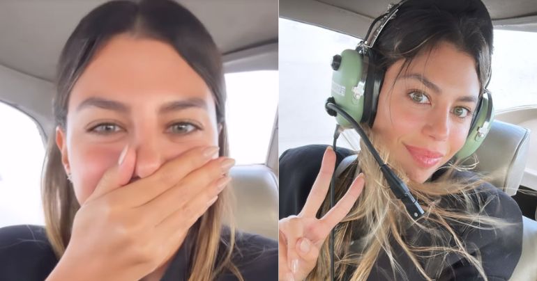 ¡Amor y adrenalina! Alondra García Miró se mostró junto a su novio durante un viaje en avioneta