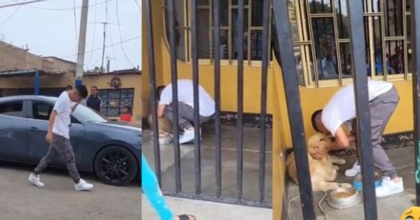 Portada: Piero Quispe se despide entre lágrimas de su perrito con un fraterno abrazo antes de viajar a México