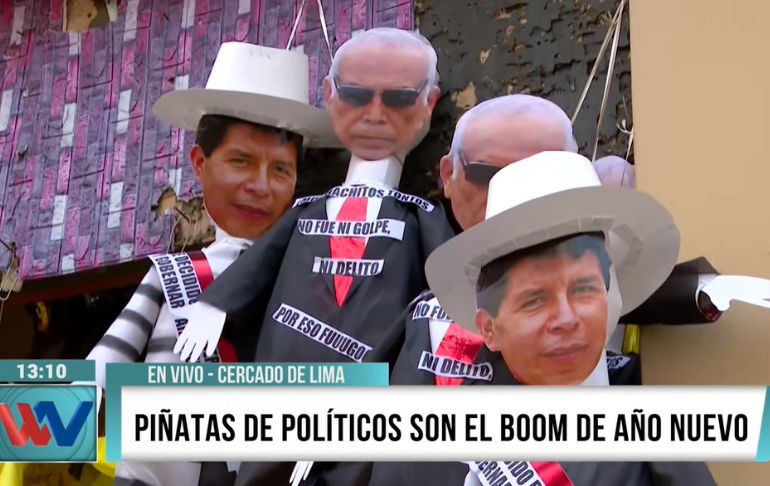 Piñatas del golpista Pedro Castillo y Aníbal Torres son el boom de Año Nuevo