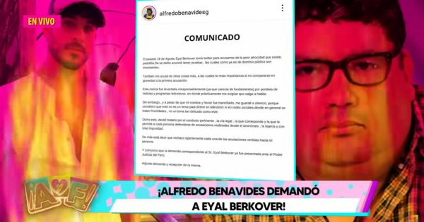 Alfredo Benavides demanda a Eyal Berkover tras ser acusado de pedofilia: "Mi honor fue mancillado"