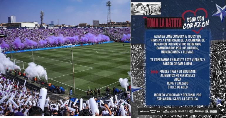 Alianza Lima convoca a sus hinchas a participar de campaña de donación para damnificados por huaicos