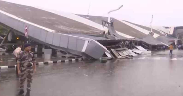 India: techo de aeropuerto se derrumba por fuertes lluvias y deja un muerto