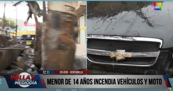 Portada: Tres vehículos fueron quemados con gasolina en Ventanilla: menor de 14 años es responsable, denuncian