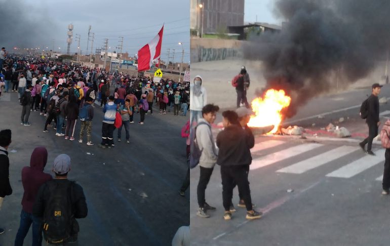 Ica: violentos protestantes bloquearon cuatro puntos de la Panamericana Sur