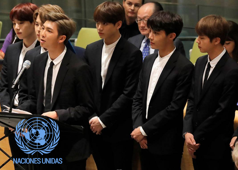 BTS aparece en la portada de la página web de la ONU