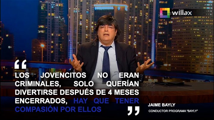 Jaime Bayly: “Los jovencitos no eran criminales, solo querían divertirse”