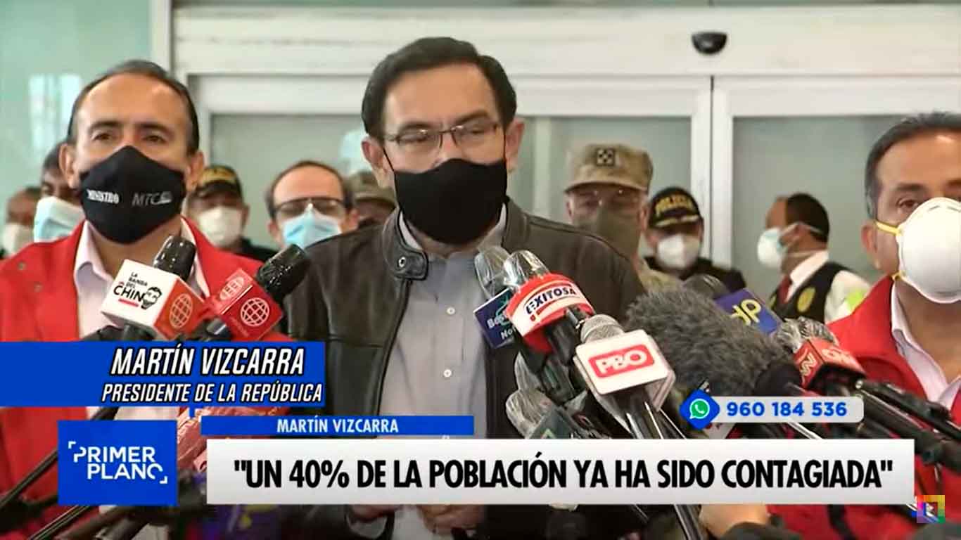 Portada: Martín Vizcarra: "Un 40% de la población ya ha sido contagiada"