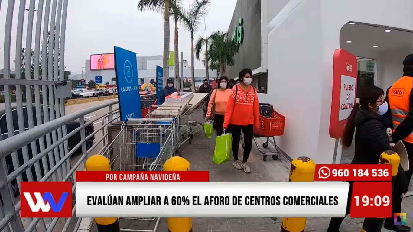 Portada: Evalúan ampliar a 60% el aforo de centros comerciales