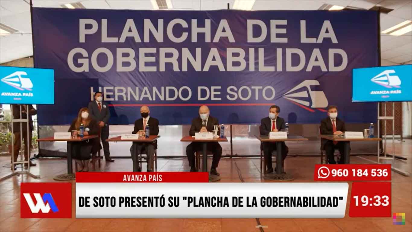 Portada: De Soto presentó su "Plancha de la Gobernabilidad"