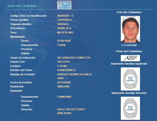 Gianluca Lapadula ya tiene su ficha en el Reniec