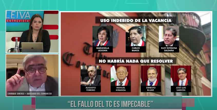 Portada: Enrique Ghersi: "El fallo del Tribunal Constitucional es impecable"