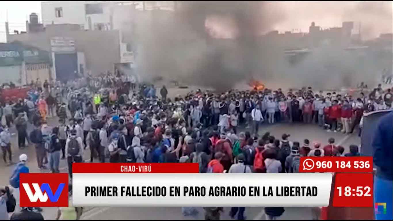 Primer fallecido en paro agrario en La Libertad