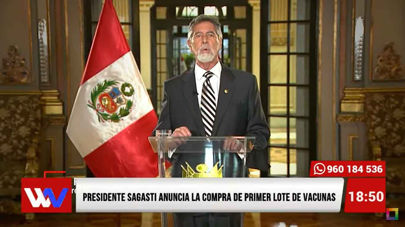 Portada: Presidente Sagasti anuncia la compra de primer lote de vacunas