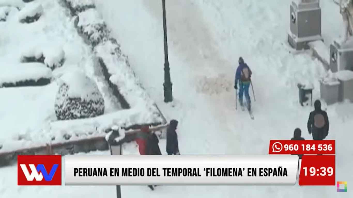 Peruana en medio del temporal Filomena en España