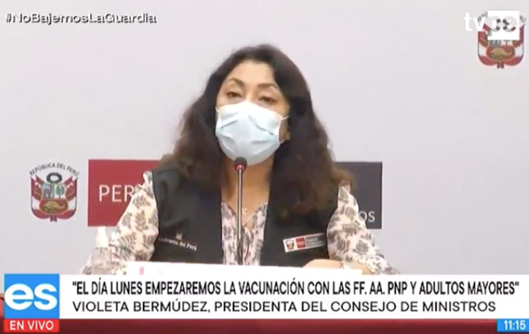 Violeta Bermúdez: Adquisición de un millón de vacunas de Sinopharm es en base a ensayos en Emiratos Árabes