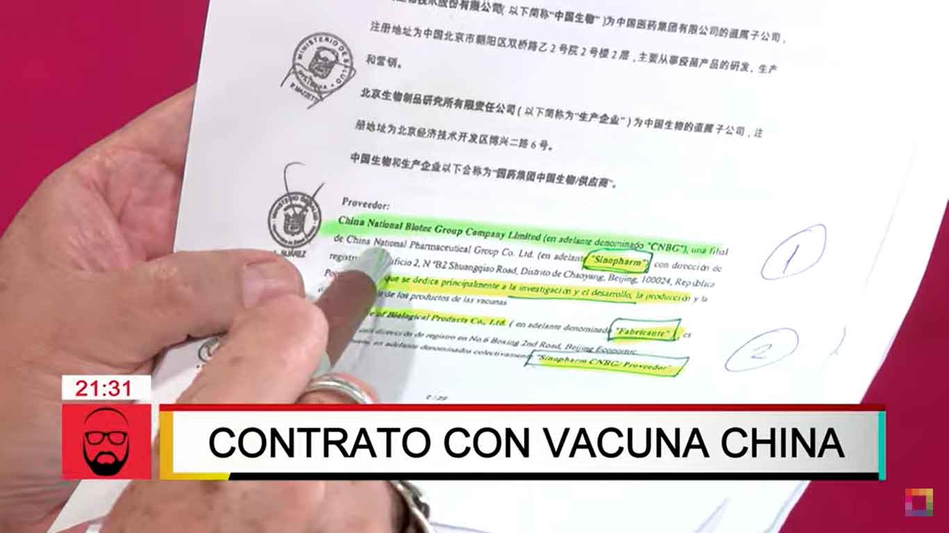 Beto Ortiz muestra contrato con Sinopharm y evidencia que Gobierno negoció con 2 intermediarios