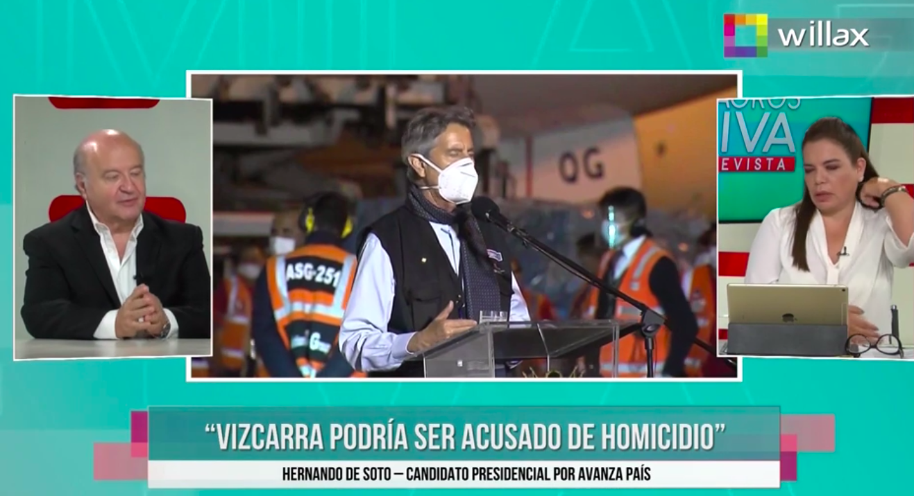 Portada: Hernando de Soto: Martín Vizcarra podría ser acusado de homicidio