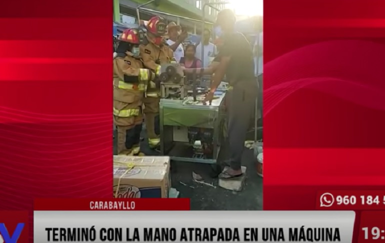 Vendedor de caña terminó con la mano atrapada en una máquina