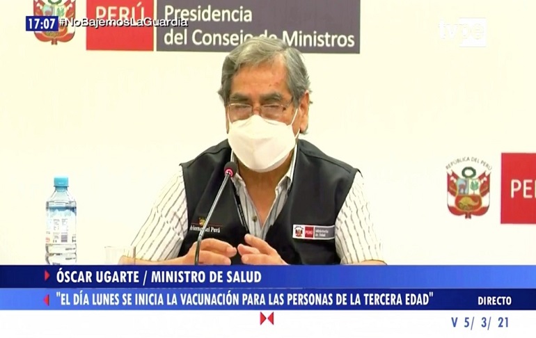 Óscar Ugarte: "Este jueves [11 de marzo] llegan otras 50 mil dosis de Pfizer"