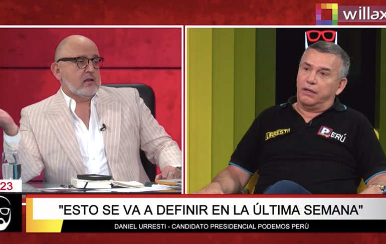 Daniel Urresti dice creer que pasará a segunda vuelta con Rafael López Aliaga