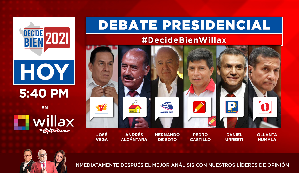 Portada: Urresti, Castillo, Humala, De Soto, Alcántara y Vega participaron en segunda fecha del debate del JNE