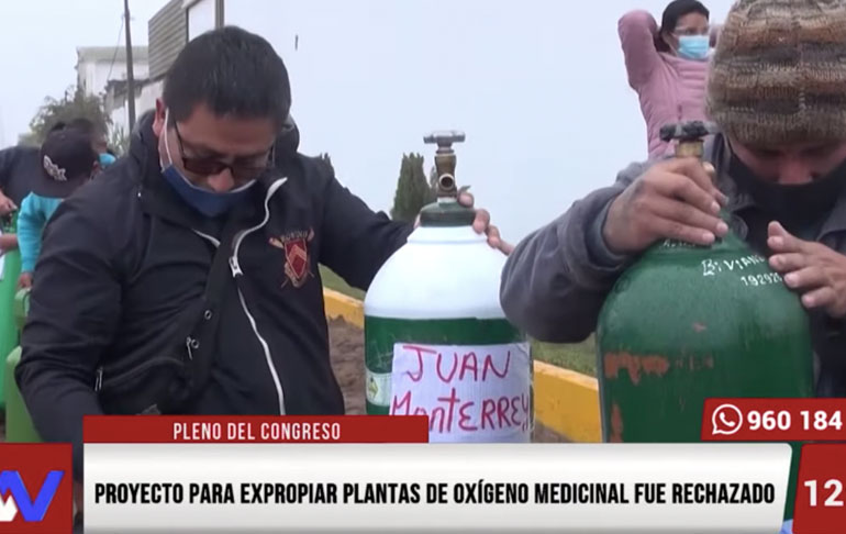 Portada: Congreso rechazó proyecto para expropiar plantas de oxígeno