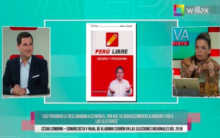 César Combina: "El verdadero candidato presidencial es Vladimir Cerrón, Pedro Castillo es un títere"