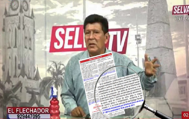 Portada: Interponen denuncia penal y solicitan prisión preventiva contra comunicador de Iquitos por hacer apología al terrorismo
