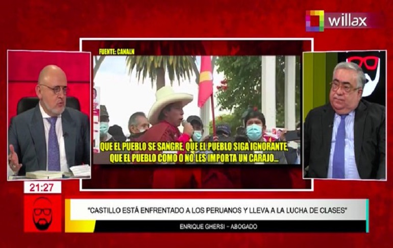 Enrique Ghersi: Pedro Castillo está enfrentando a los peruanos y lleva a la lucha de clases