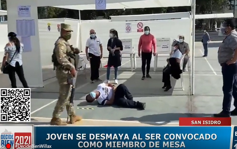 Portada: San Isidro: joven se desmaya al ser convocado como miembro de mesa [VIDEO]