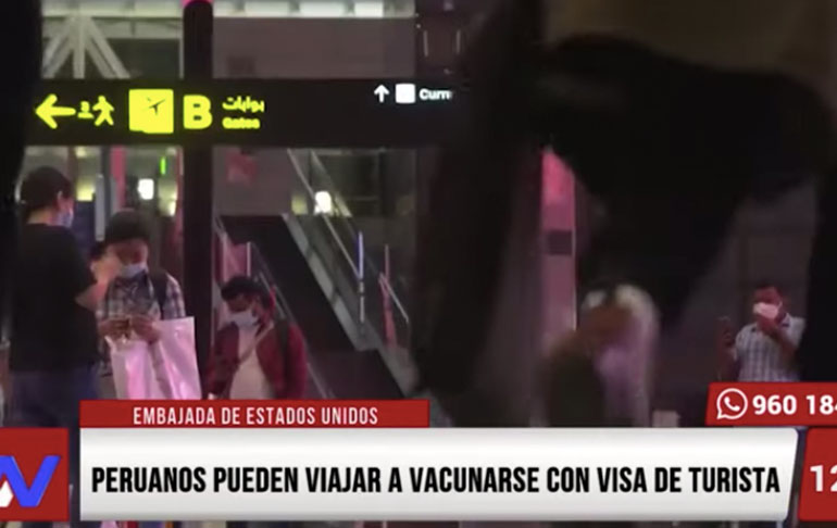 Embajada de EE.UU. reitera que peruanos pueden viajar a vacunarse con visa de turista