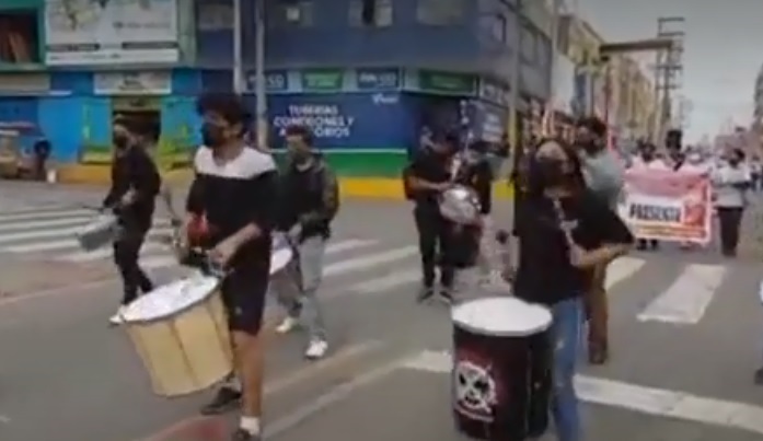 Seguidores de Perú Libre marcharon en rechazo a Keiko Fujimori