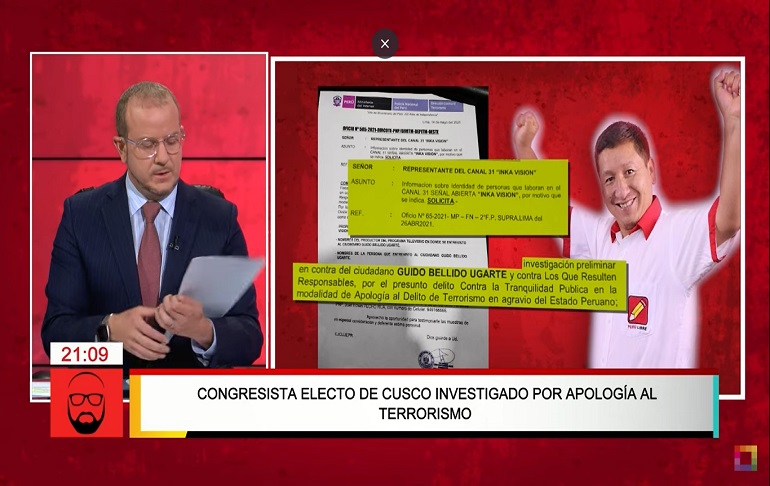 Guido Bellido, congresista electo de Perú Libre: Dircote lo acusa de apología al terrorismo [VIDEO]