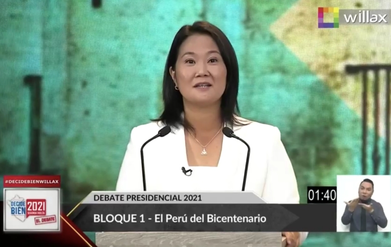 Keiko Fujimori a Pedro Castillo: "Usted, con su lenguaje de odio, ha generado la agresión contra ciudadanos"