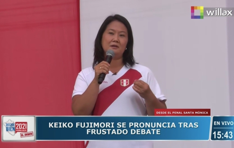 Keiko Fujimori: "Pedro Castillo no quería tener un debate, sino humillarme"