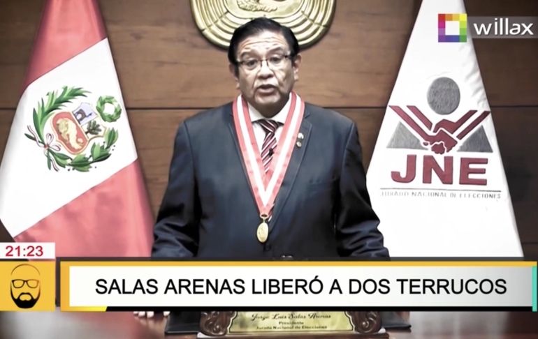 Portada: Jorge Luis Salas Arenas, presidente del JNE, liberó a dos terroristas