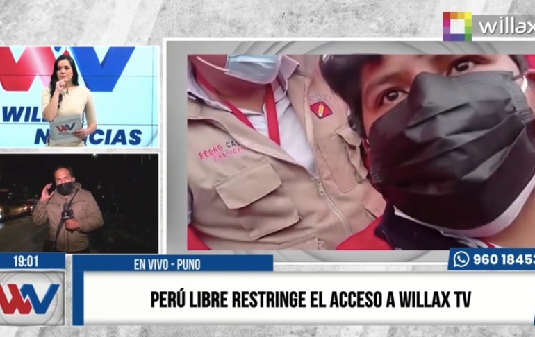 Portada: Perú Libre restringe el acceso a Willax TV a mitin de Pedro Castillo en Juliaca