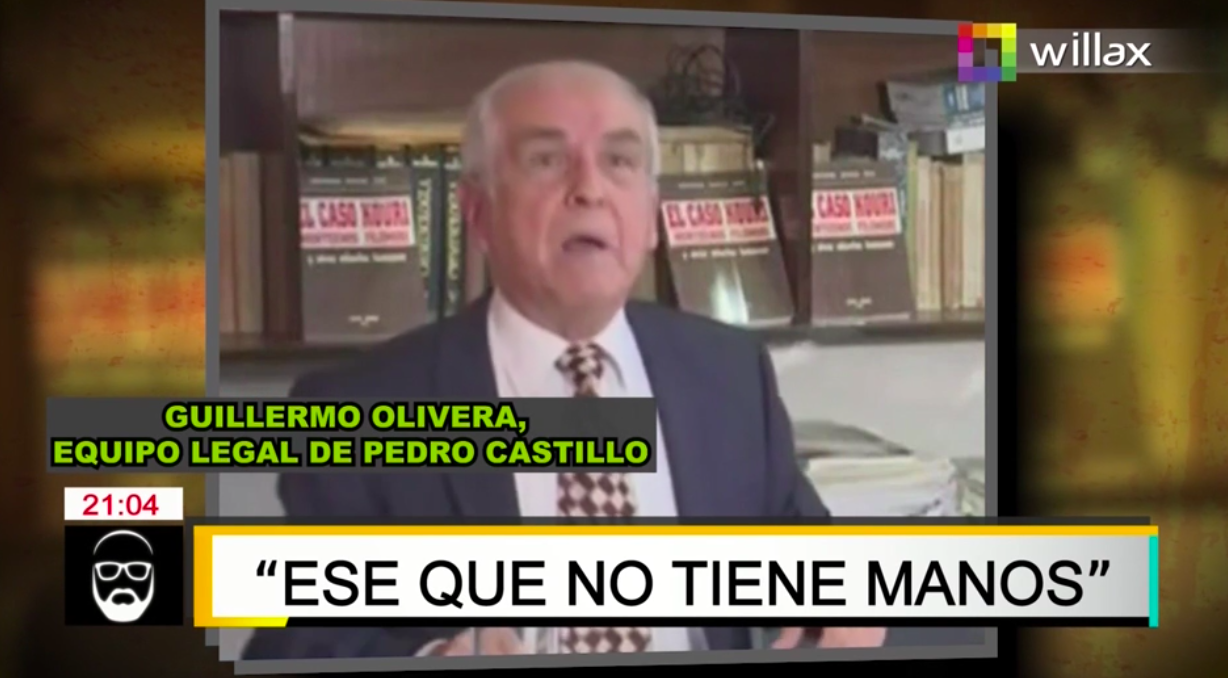 Guillermo Olivera, miembro del equipo legal de Perú Libre, se refirió a Luis Galarreta como "ese que no tiene manos"