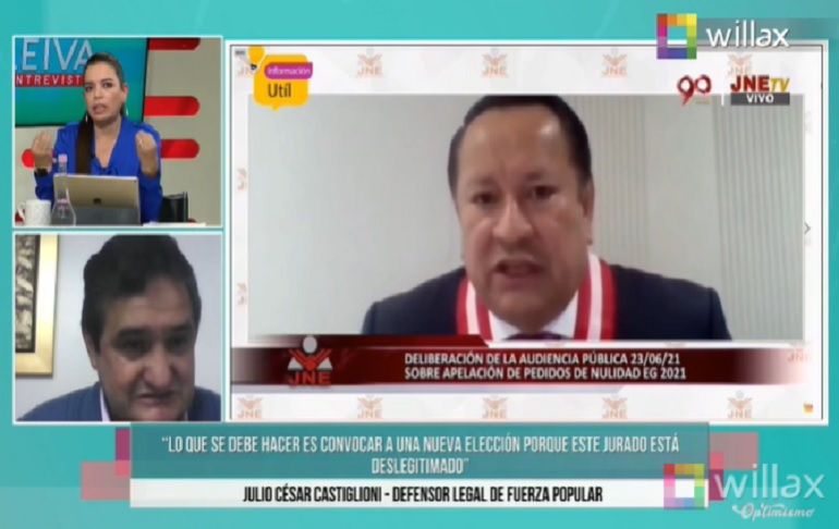 Julio César Castiglioni: El propio JNE debería pedir que se anulen las elecciones