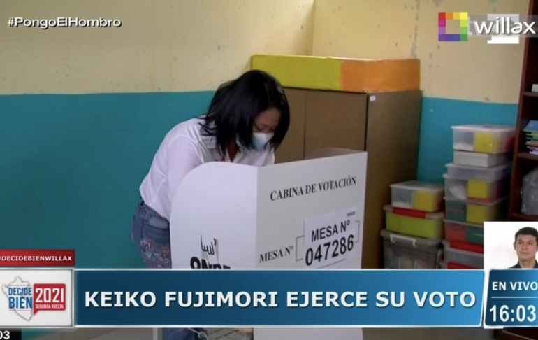 Portada: Keiko Fujimori tras ejercer su derecho a voto: "Los adultos mayores son los héroes del bicentenario"