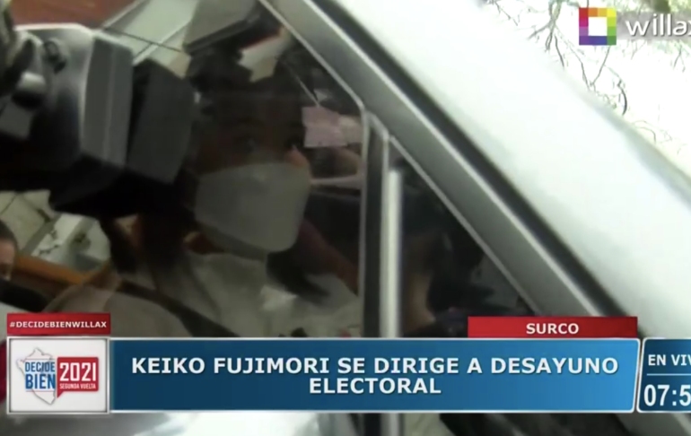 Keiko Fujimori se dirige a desayuno electoral en San Juan de Lurigancho
