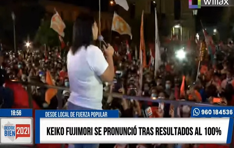 Portada: Keiko Fujimori tras conteo de la ONPE al 100%: "Falta lo más importante que es la evaluación de las actas pendientes que tiene el JNE"