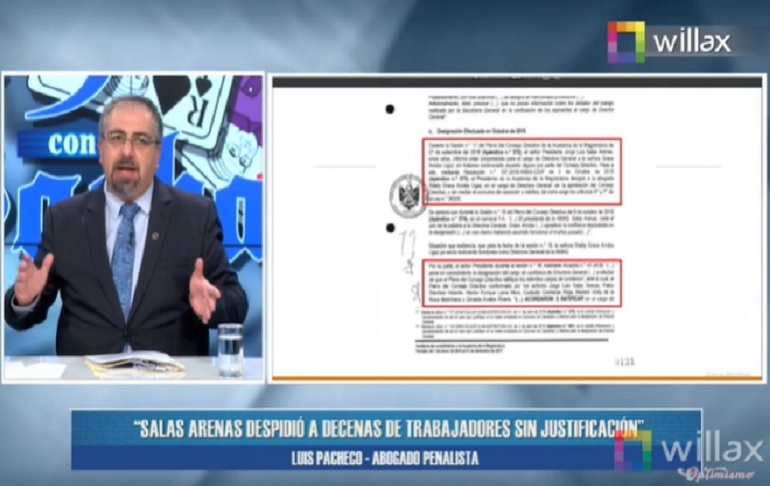 Luis Pacheco: Salas Arenas no solo defendía a terroristas por encargo sino también de manera propia