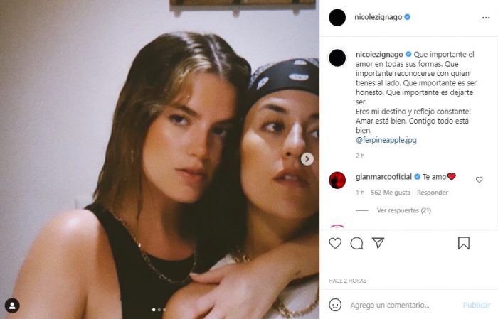 Portada: Nicole Zignago presentó a su enamorada Fernanda Piña: "Eres mi destino"