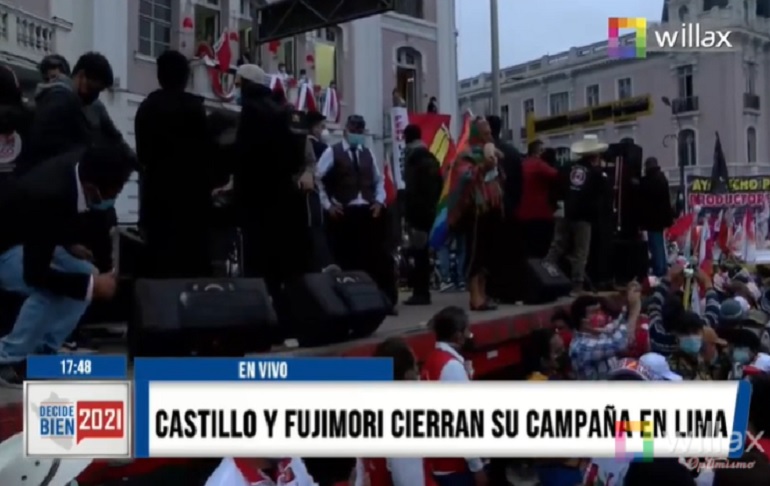 Pedro Castillo cierra campaña en Plaza Dos de Mayo, pese a no tener autorización